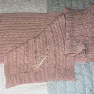 Lands' End Women's Pink Cable Knit Scarf